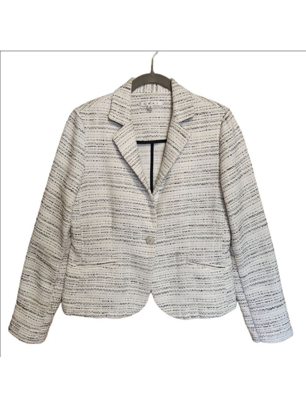CAbi BLACK WHITE TWEED JACKET BLAZER SIZE 4 NWOT